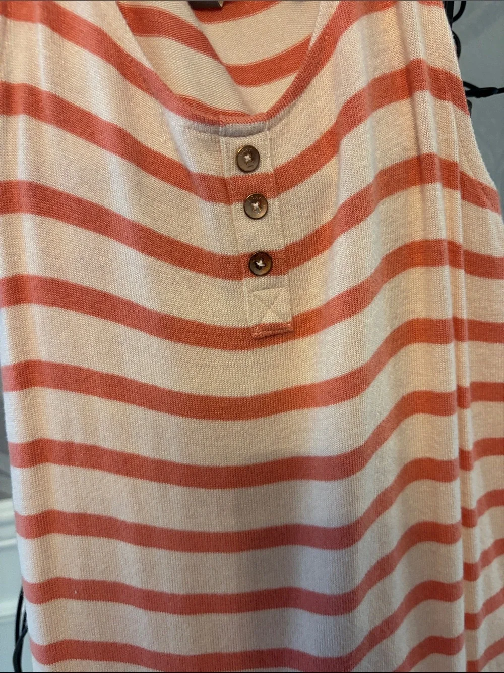 Girls' Striped Sleeveless Peach & Cream Romper